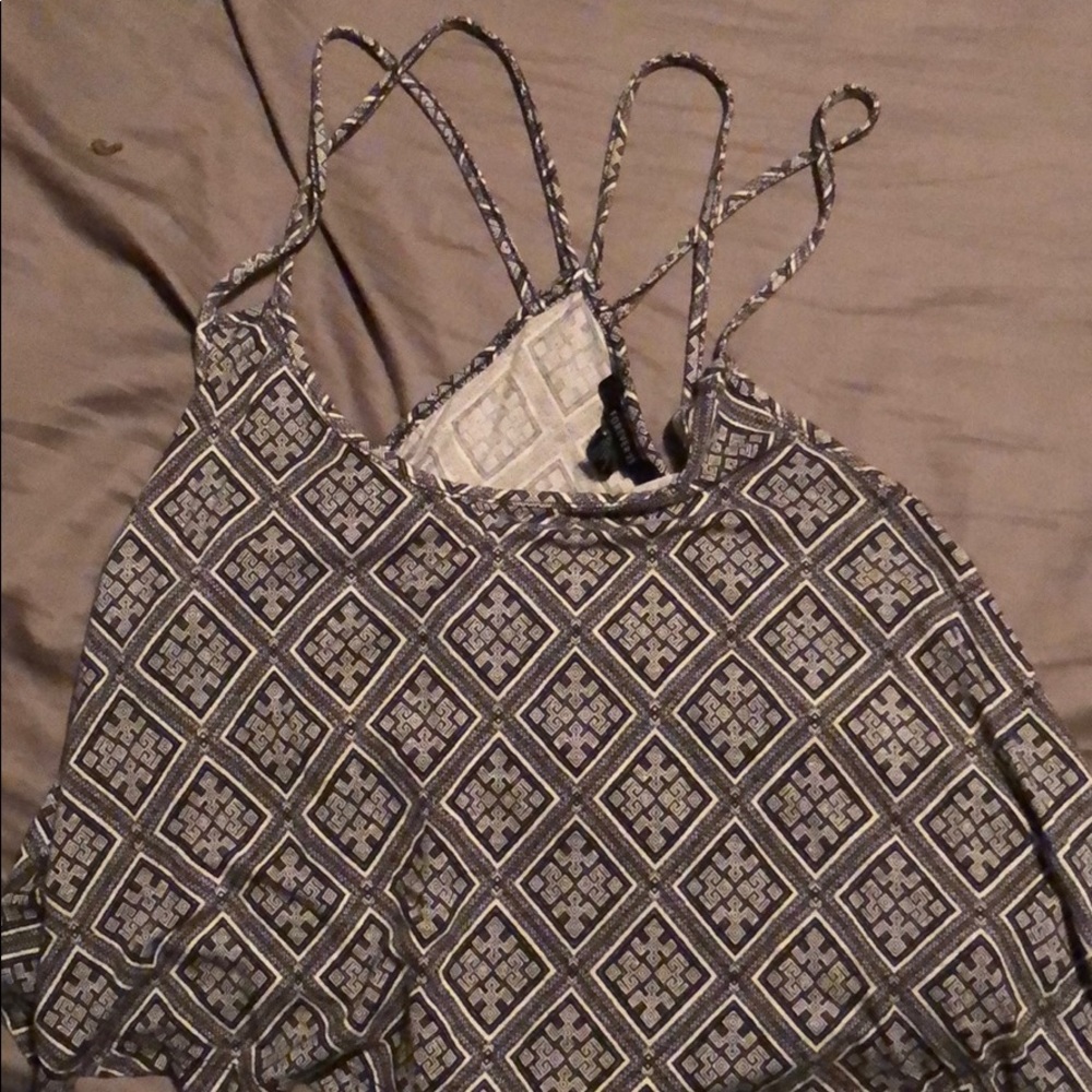 Grey, Black, and White Crop Top